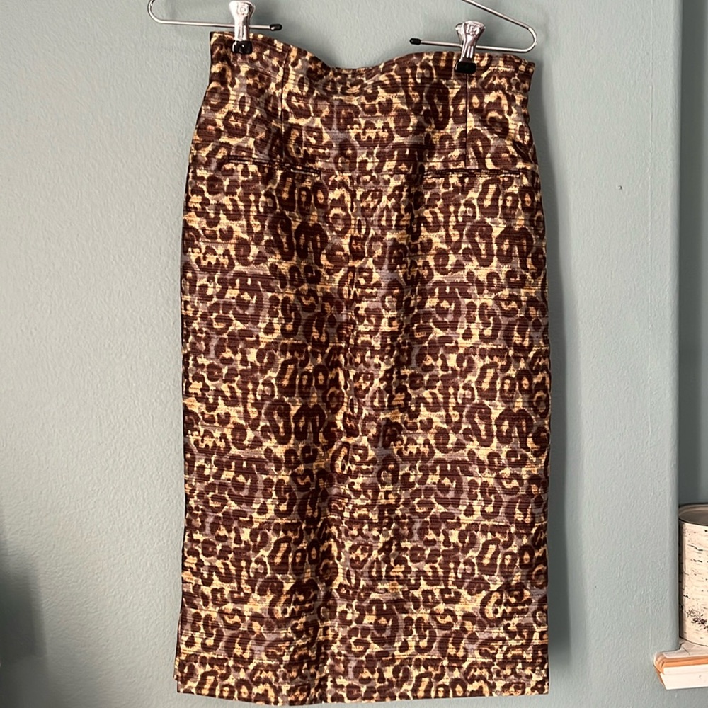 Tracy Reese SILK WOOL ANIMAL PRINT PENCIL SKIRT 6